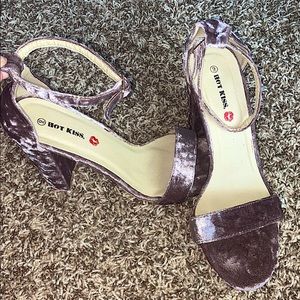 Used Purple suede open toe heels